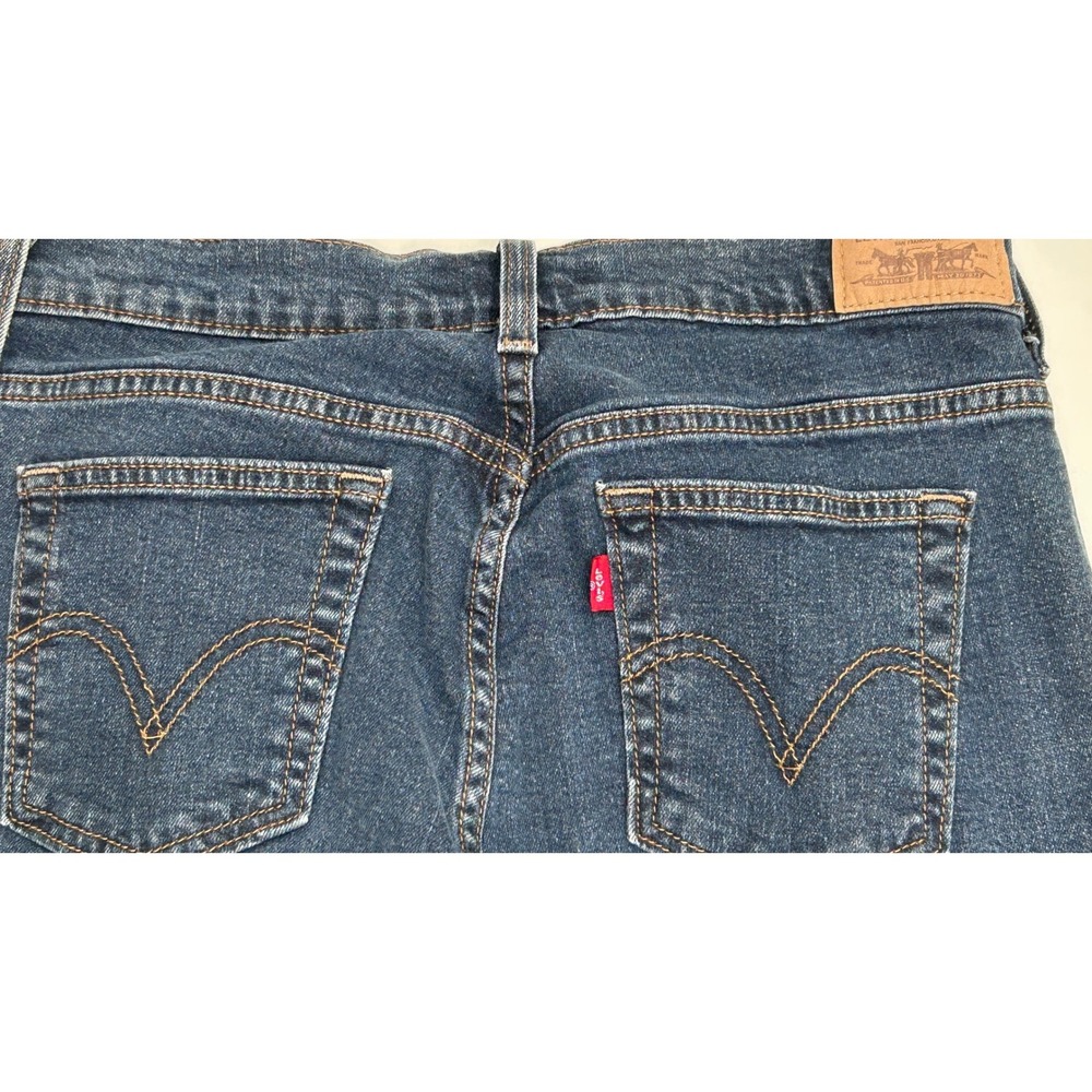 Levis 515 Women Dark Wash Blue Stretch Denim Cuffed Capri Cropped Jeans Size 6 - Picture 5 of 9